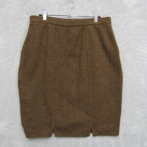 Vintage Rodier Wool Blend Knit Midi Length Skirt Pencil Brown Size 44 US Size 10